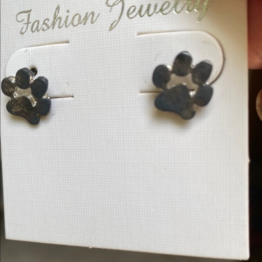 Black Paw Print Earrings